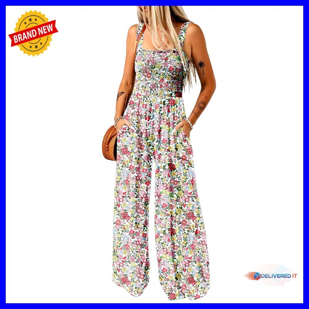 Sleeveless Printed Wide Leg Jumpsuit Loose Fit Casual Y2K Chic Romper With